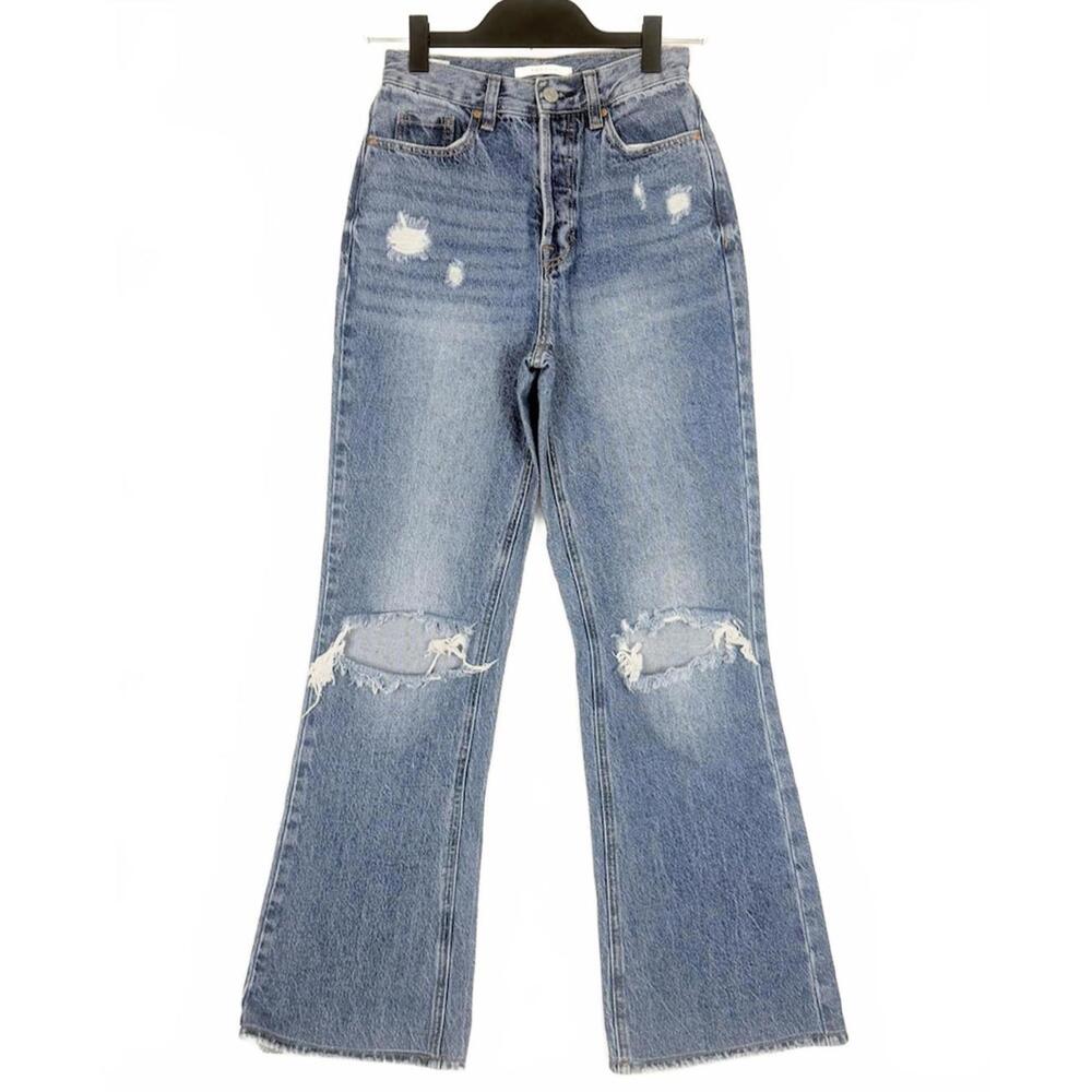 PacSun High Waisted Bootcut‎ Jeans Medium Blue Ripped Distressed Rigid Size 25